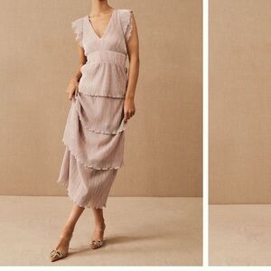 BHLDN Saylor Wallis Deep V Midi Dress Size Small NWT